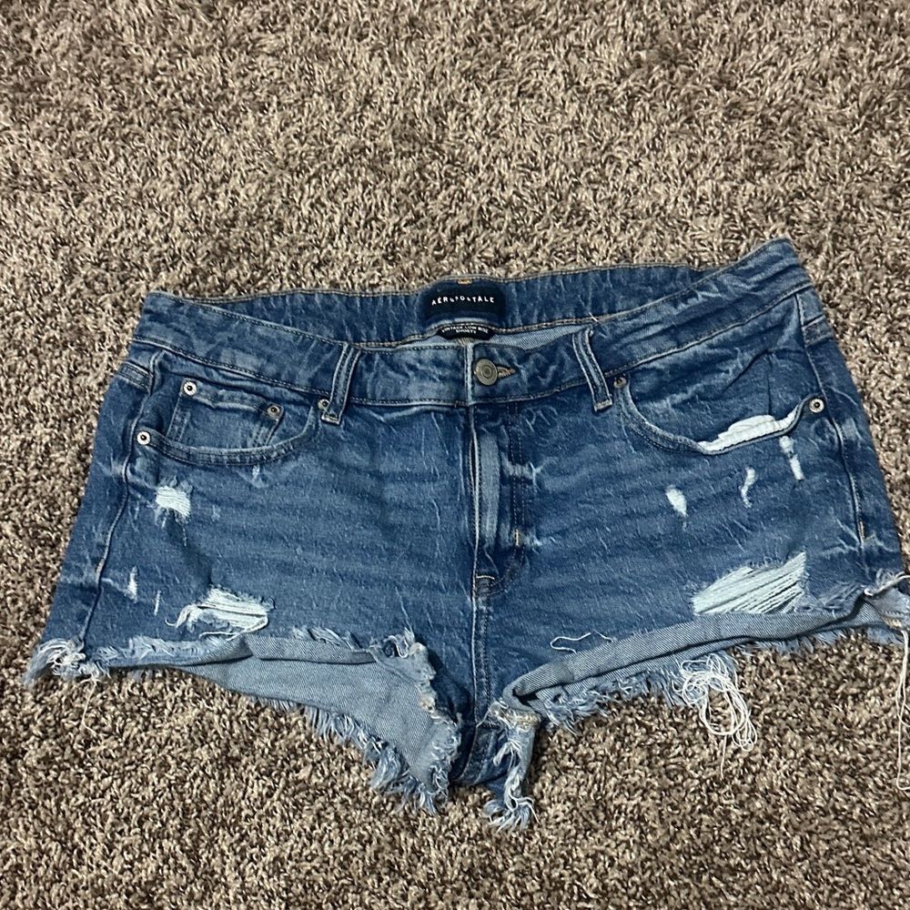 Aeropostale vintage low rise Shorty Dark Blue Ripped Jean Shorts